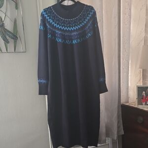 NWOT Ulla Popken Knit Norwegian-Style Long Sleeve Mockneck Dress